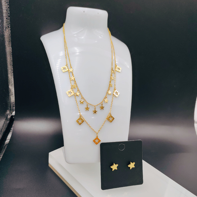Yeni Gelişi Moda Yüksek Polonya En Yeni Altın Renkli Paslanmaz Çelik Kulaklık, Kolye, Bilezik Setleri Bayanlar İçin