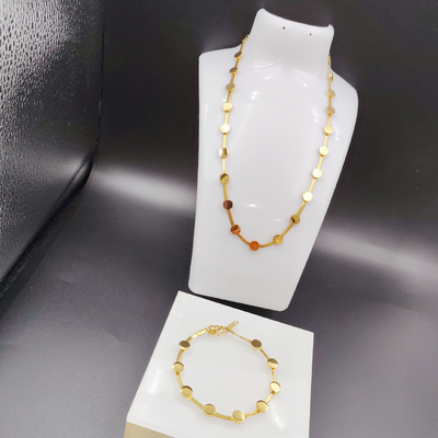 Yeni Gelişi Moda Yüksek Polonya En Yeni Altın Renkli Paslanmaz Çelik Kulaklık, Kolye, Bilezik Setleri Bayanlar İçin