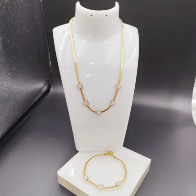 Yeni Gelişi Moda Yüksek Polonya En Yeni Altın Renkli Paslanmaz Çelik Kulaklık, Kolye, Bilezik Setleri Bayanlar İçin