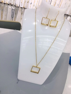 Yeni Gelişim Moda İnci Çift Çizgi En Yeni Altın Renkli Paslanmaz Çelik Küpe, Kolye, Bilezik