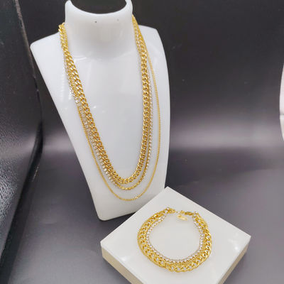 Yeni Gelişi Moda Yüksek Polonya En Yeni Altın Renkli Paslanmaz Çelik Kulaklık, Kolye, Bilezik Setleri Bayanlar İçin